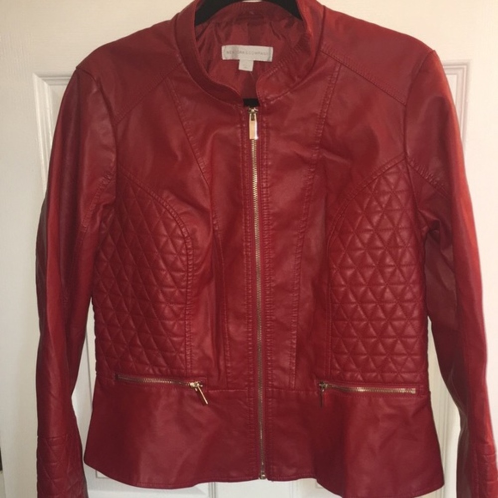 NY&C Red & Gold Faux Leather Jacket NWT